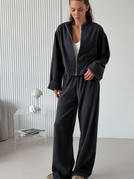 Костюм в'язаний вельвет (кардиган zip + палацо максі) 74087900011825 фото