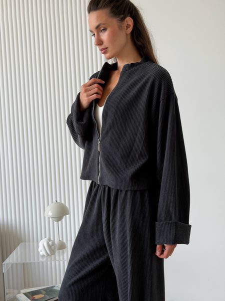 Костюм в'язаний вельвет (кардиган zip + палацо максі) 74087900011825 фото
