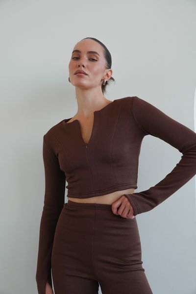 Лонгслів в рубчик zip Teddy з еко хутром 38052300014725 фото