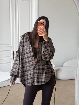 Картата сорочка oversize без утеплення 58089500022690 фото