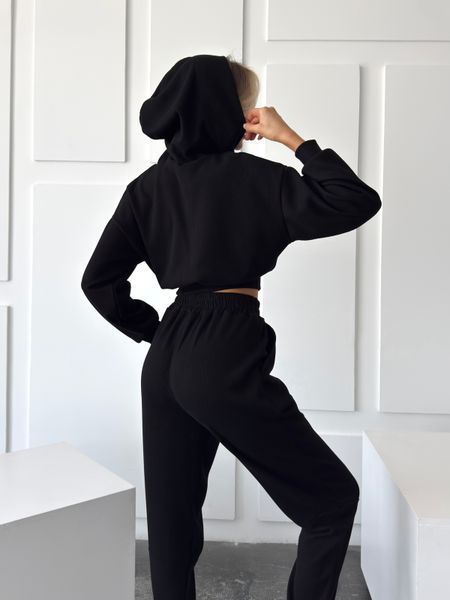 Костюм в&rsquo;язаний в рубчик ( худі zip + Джогери з рельєфами 55068100014625 фото